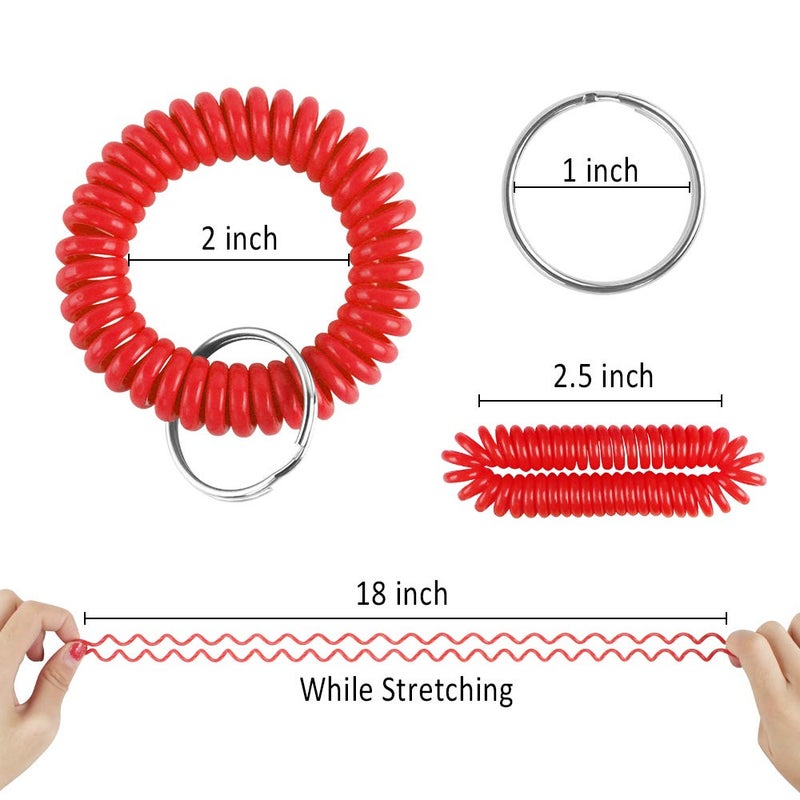 Heqishun 30 Pcs Wrist Coil Key Chain Bulk Spring Spiral Keychain Wrist Keychain Stretch Lanyard Keychain Rings - 6 Colors - Image 5